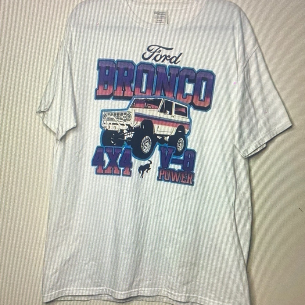 Ford Bronco Graphic T-Shirt in White with Blue and Pink